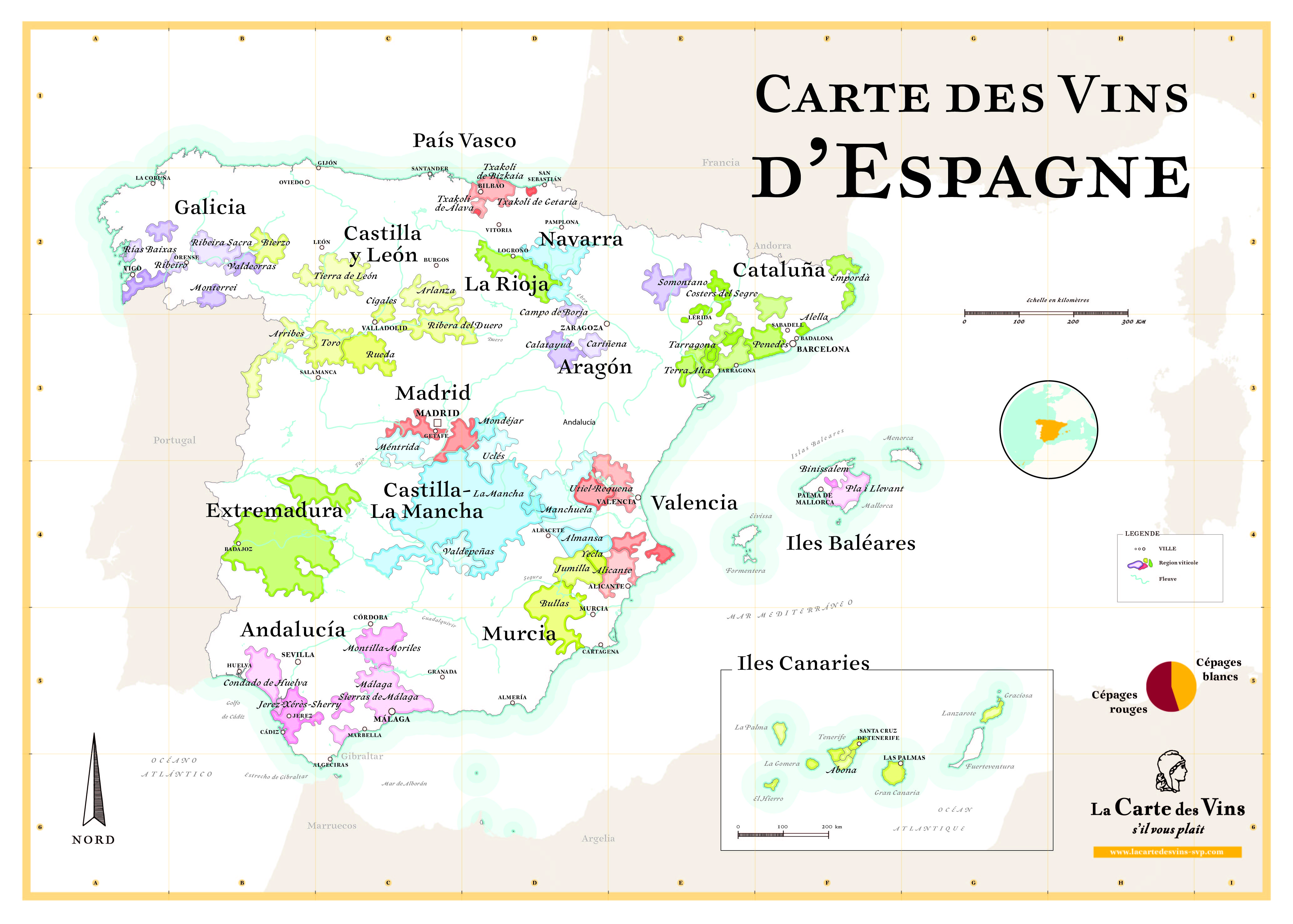 Carte du vignoble espagnole
