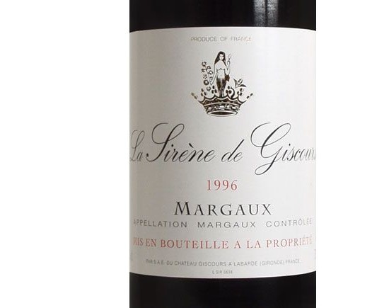 LA SIRÈNE DE GISCOURS 2000 rouge, Second vin de Château Giscours