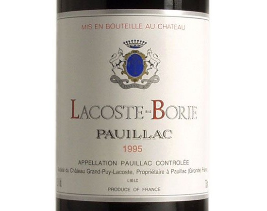 LACOSTE-BORIE rouge 1995, Second vin de Château Grand-Puy Lacoste