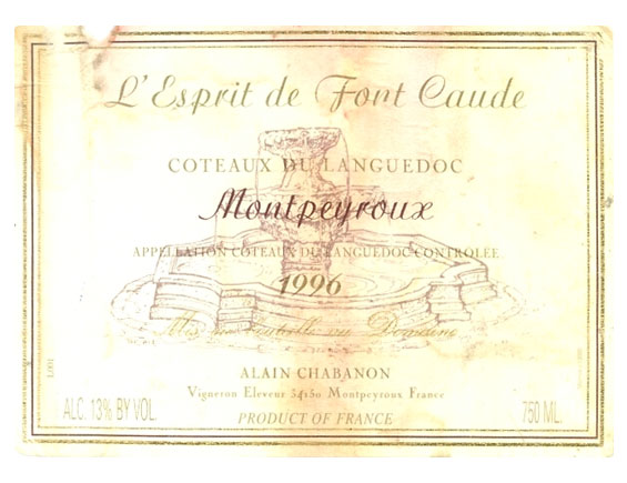 Domaine Chabanon L'ESPRIT DE FONT-CAUDE rouge 1996