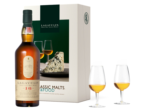 COFFRET MALTS AND FOOD WHISKY LAGAVULIN 16 ANS